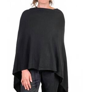 NEW DOLMA cashmere boat neck poncho in black